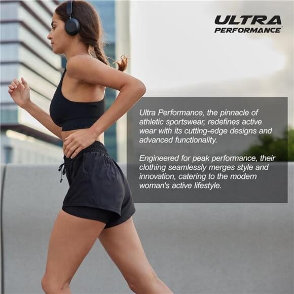 Ultra Performance Gym Shorts Women Pack of 2, Nylon Compression Workout Shorts - Picture 7 of 7